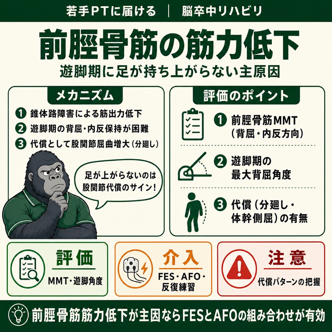 前脛骨筋筋力低下の評価と介入