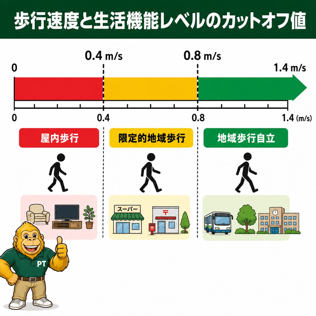 歩行速度と生活機能レベルのカットオフ値