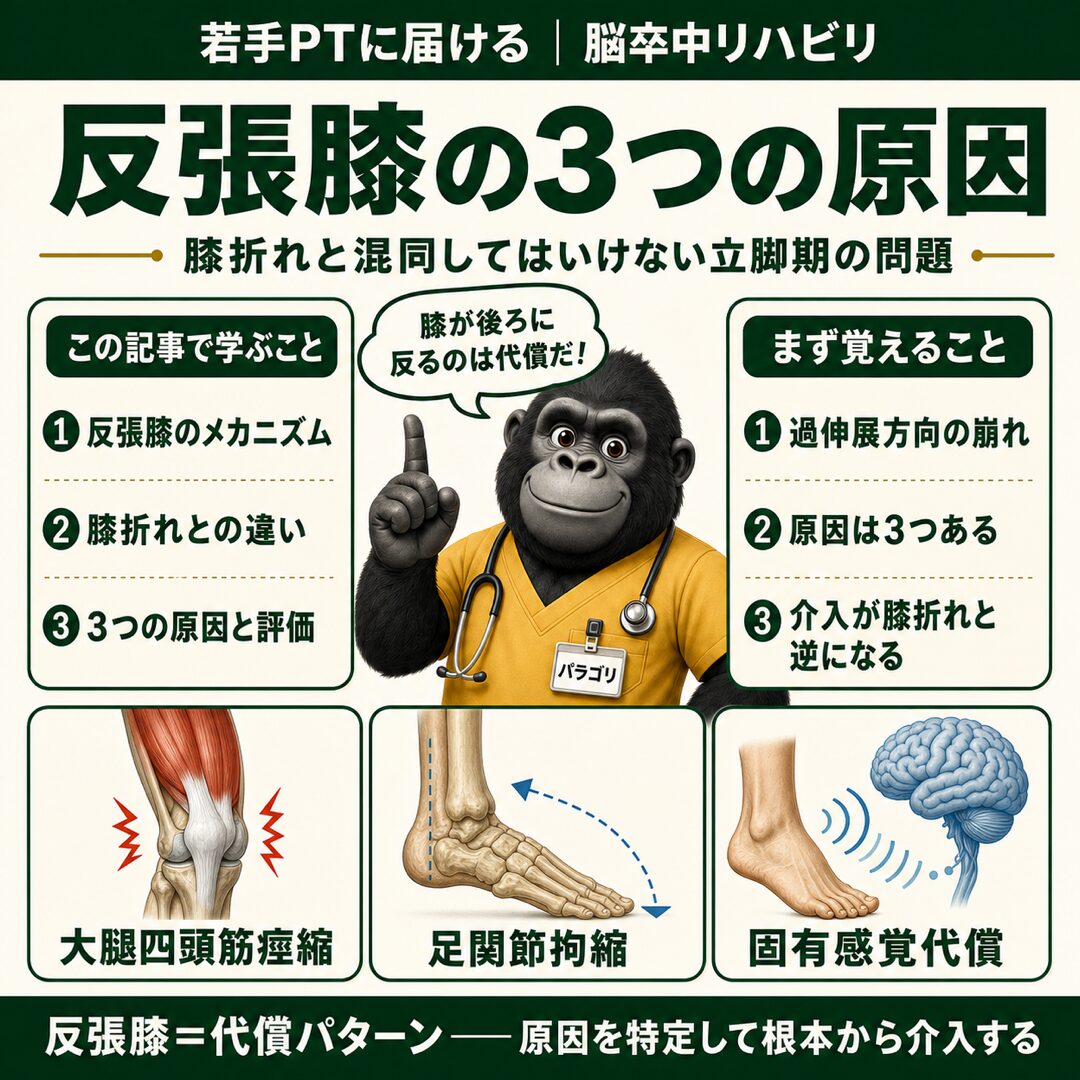 反張膝の3つの原因：概要インフォグラフィック