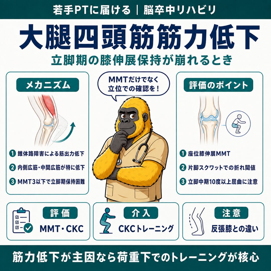 大腿四頭筋筋力低下の評価と介入