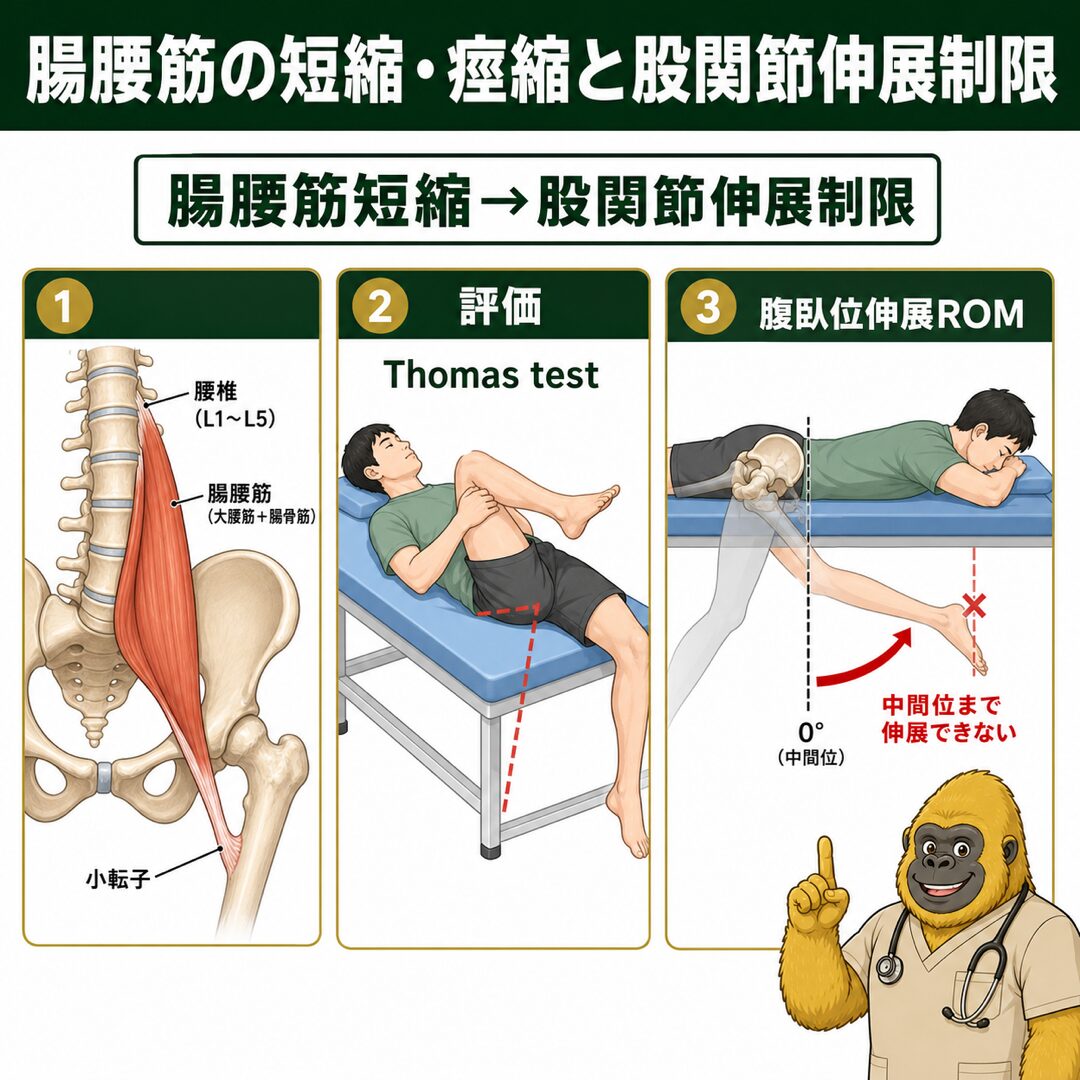 腸腰筋の短縮・痙縮と股関節伸展制限