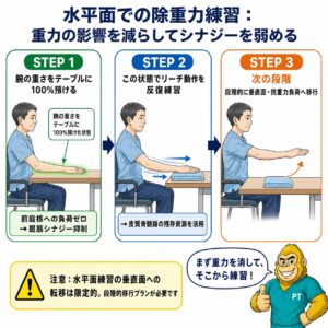 水平面での除重力練習：抗重力努力を減らしてシナジーを弱める介入設計