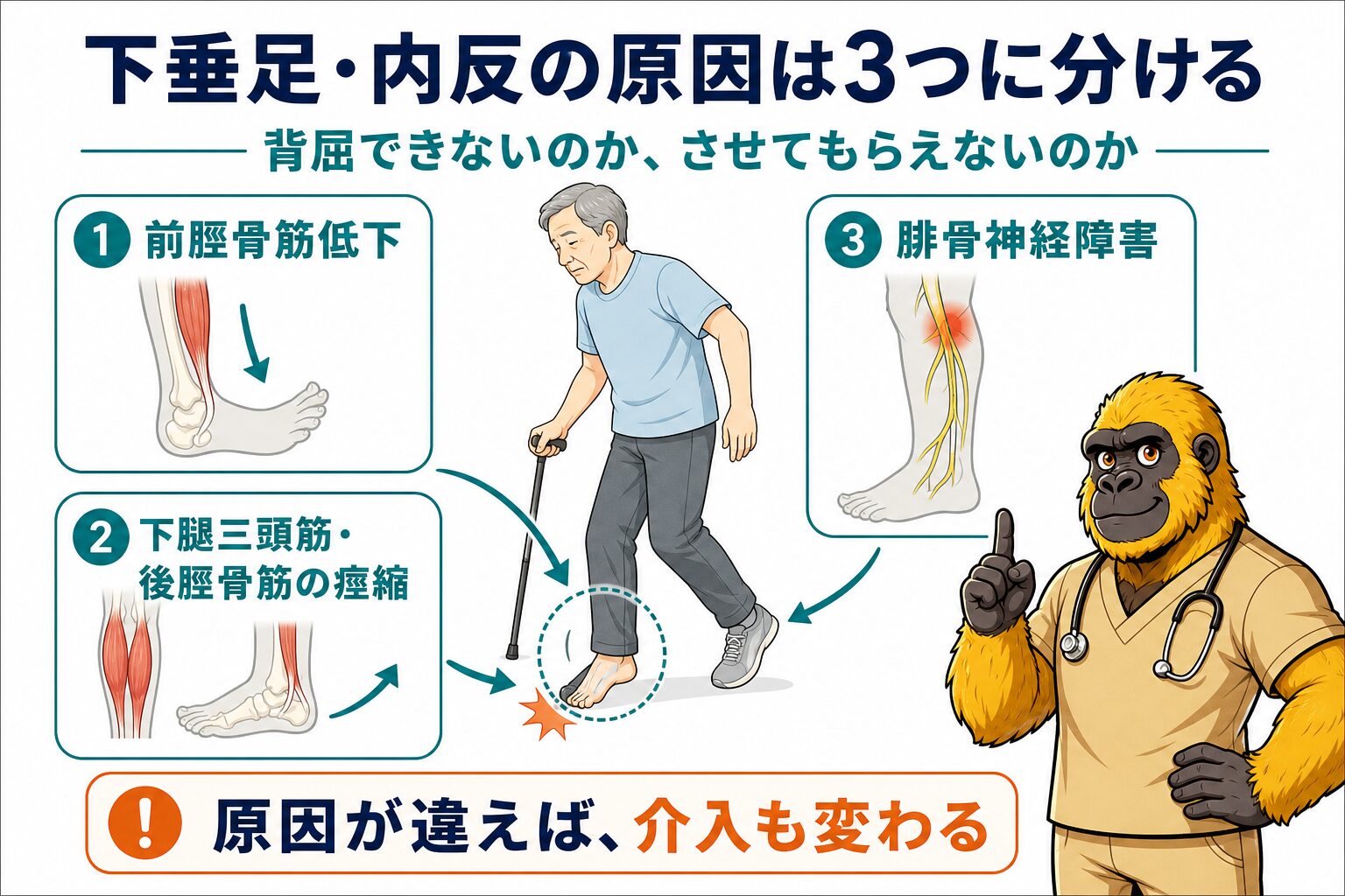 下垂足・内反の3つの原因：概要
