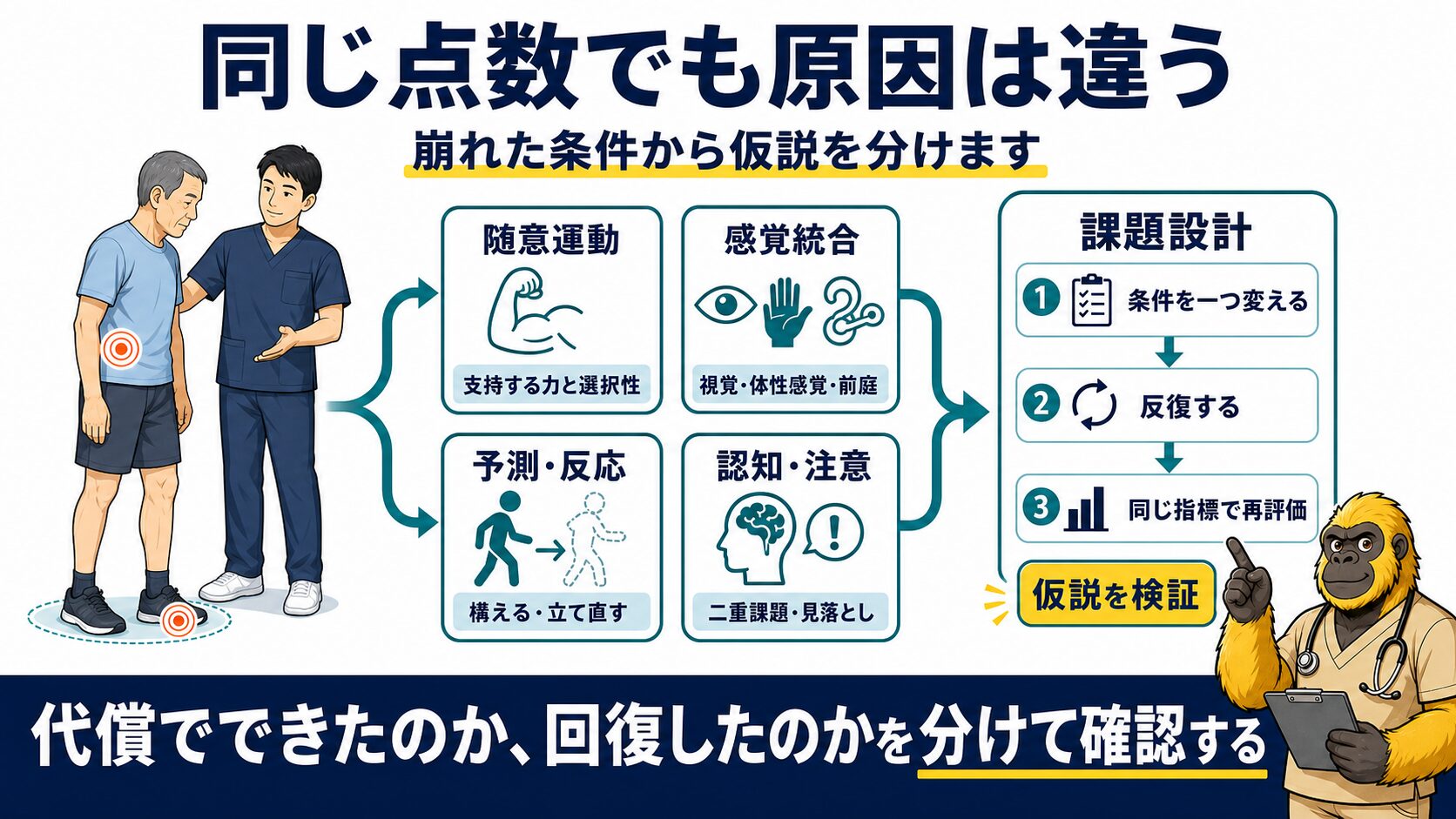 同じバランス点数でも原因と課題設計は異なる