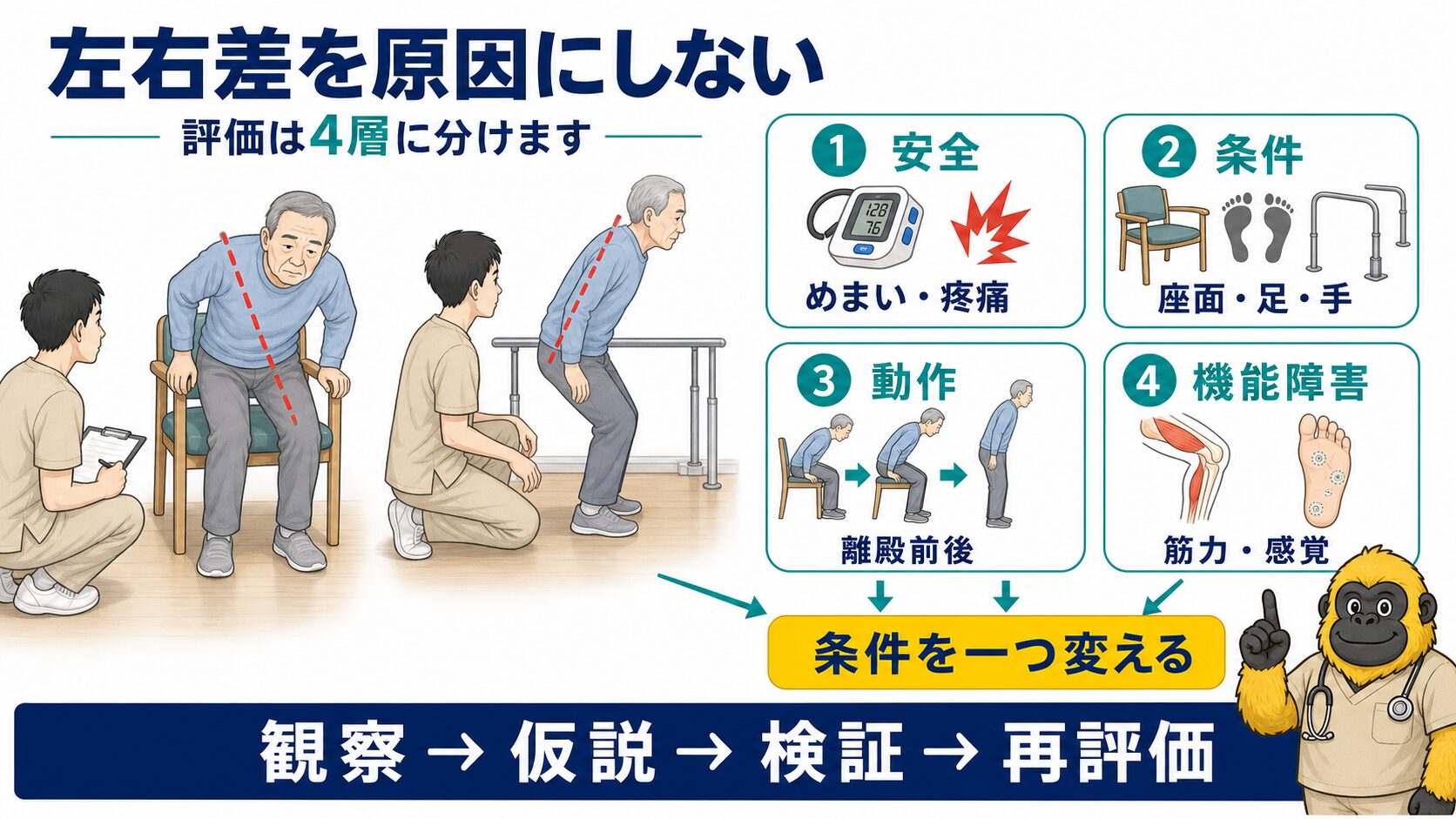 立ち上がり評価は左右差を原因にしない