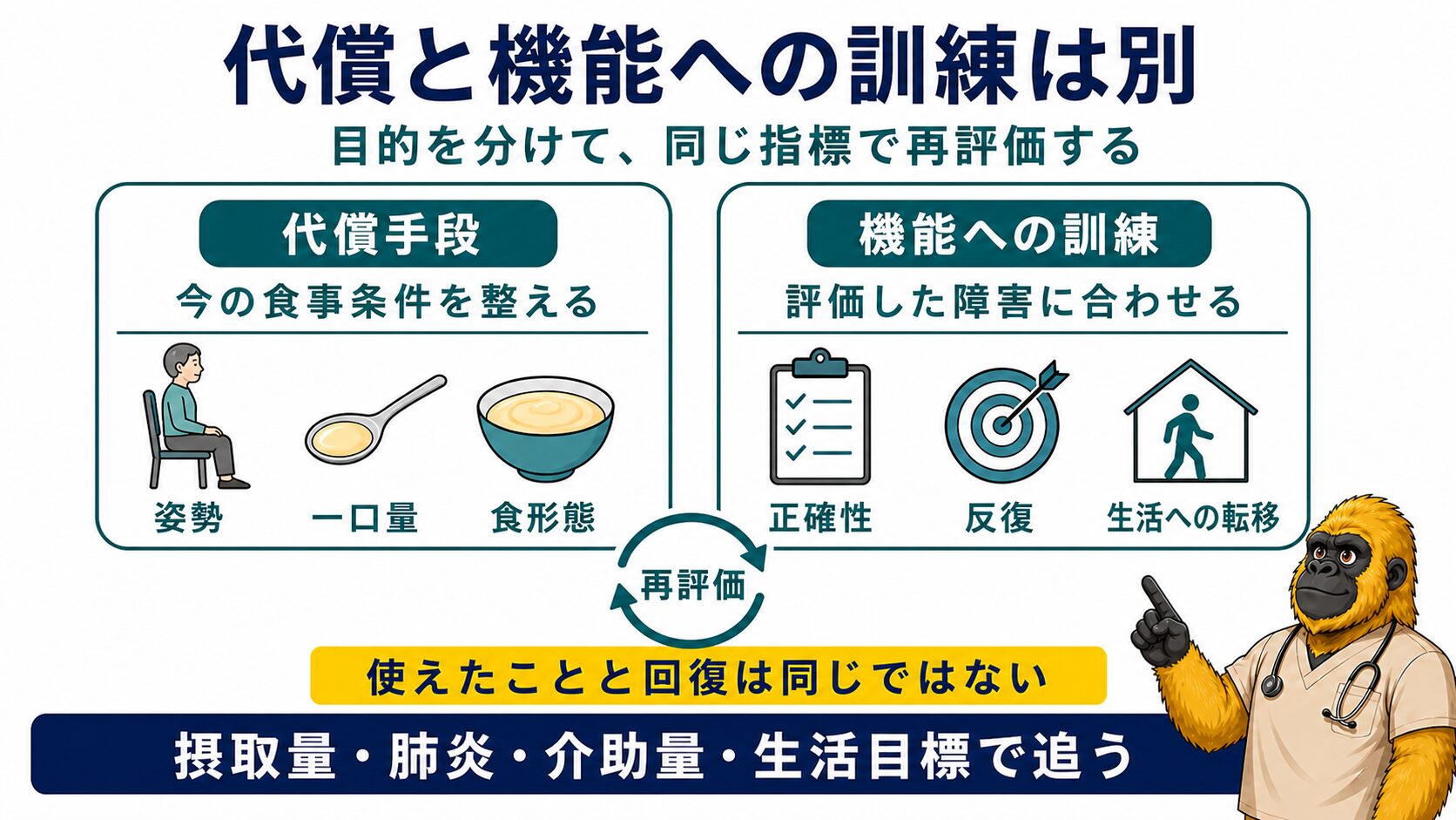 代償手段と機能への訓練を分けて設計する