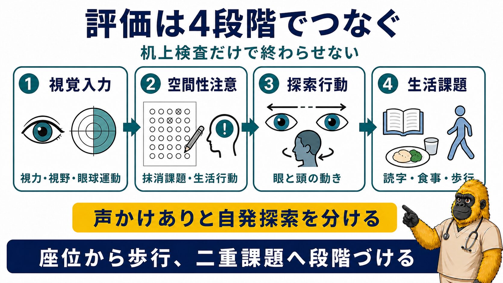 視野・注意・探索・生活を四段階で評価する