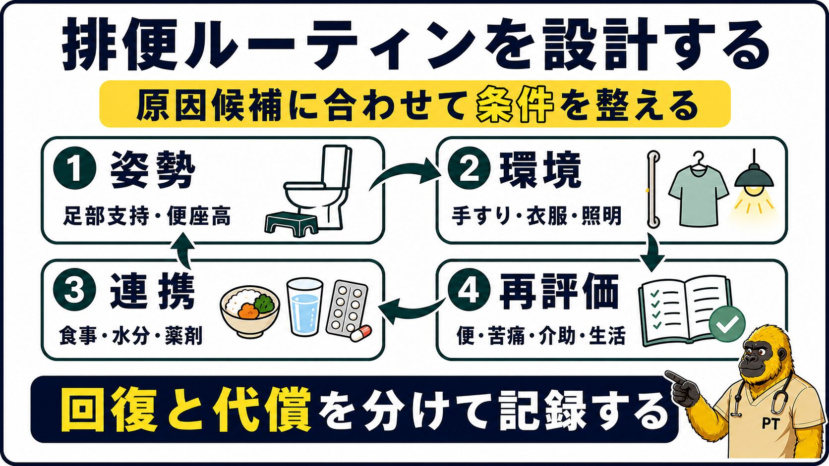 排便ルーティンを姿勢・環境・連携・再評価で設計する